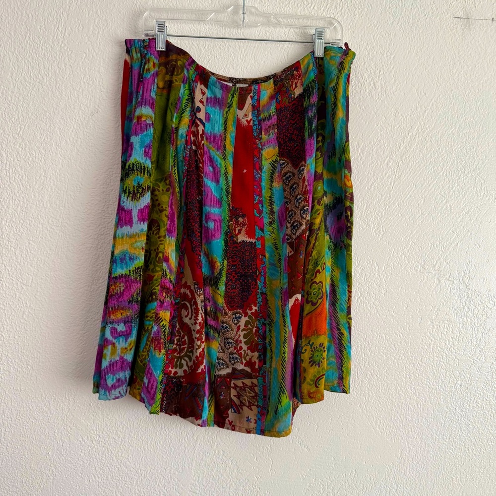 Chico’s Womens Size XL Skirt Patchwork Colorful Boho Abstract Hippie Rayon